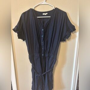 Maurices Dark Blue Button-Front Jumpsuit